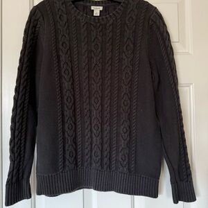 L.L. Bean Charcoal Cable Knit Sweater